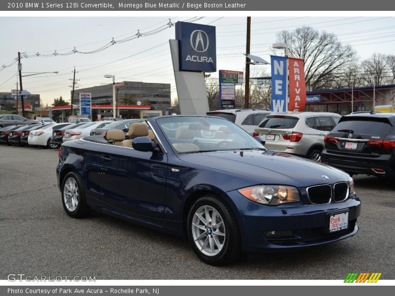 Montego Blue Metallic / Beige Boston Leather 2010 BMW 1 Series 128i Convertible