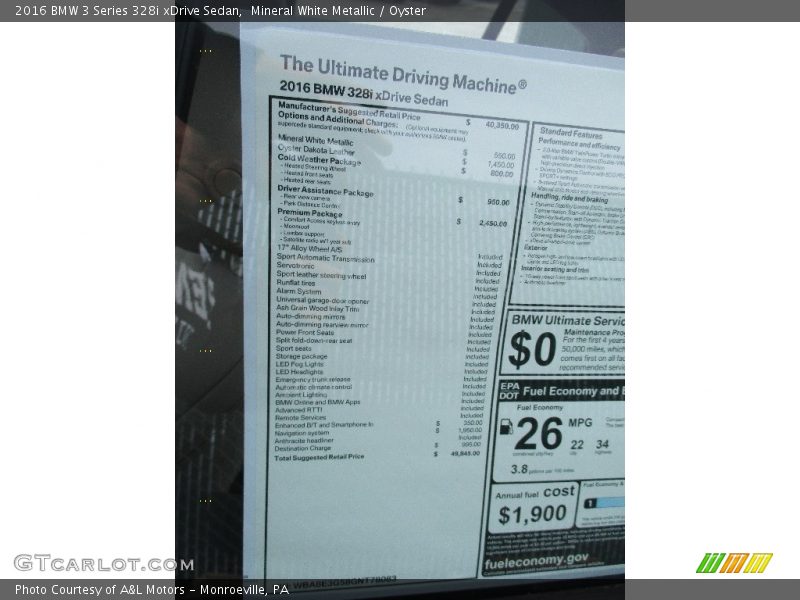 Mineral White Metallic / Oyster 2016 BMW 3 Series 328i xDrive Sedan