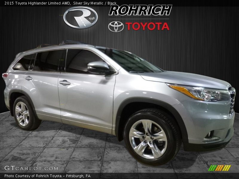 Silver Sky Metallic / Black 2015 Toyota Highlander Limited AWD