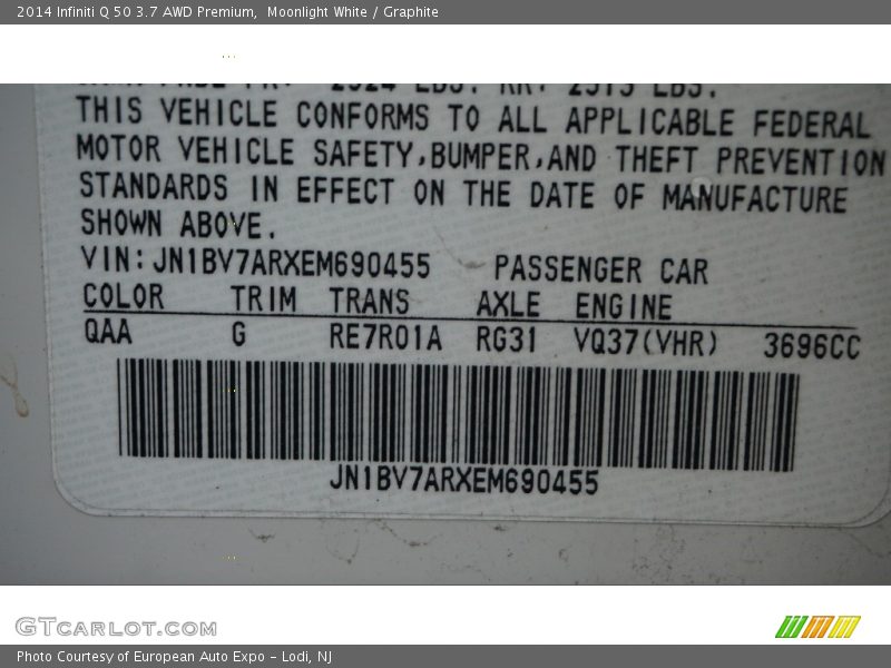 Moonlight White / Graphite 2014 Infiniti Q 50 3.7 AWD Premium