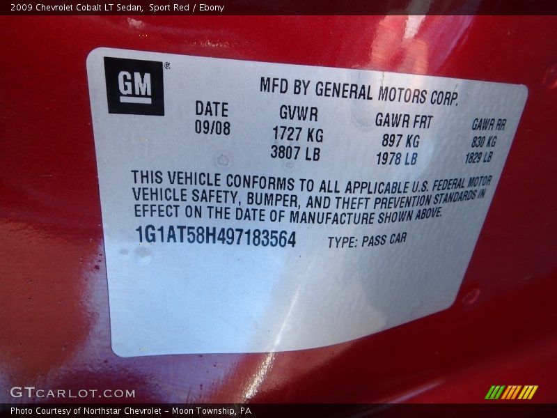 Sport Red / Ebony 2009 Chevrolet Cobalt LT Sedan
