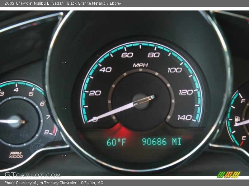 Black Granite Metallic / Ebony 2009 Chevrolet Malibu LT Sedan