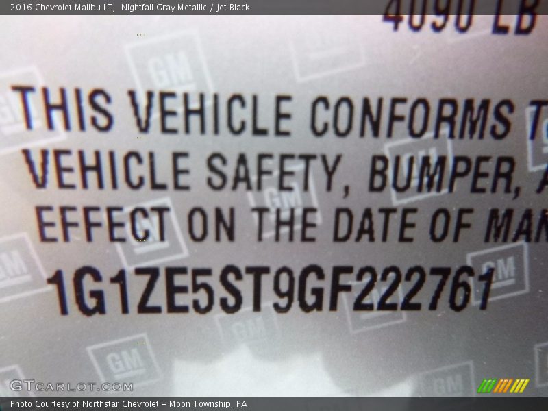 Nightfall Gray Metallic / Jet Black 2016 Chevrolet Malibu LT