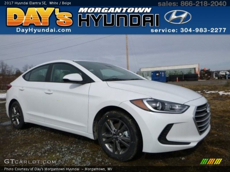 White / Beige 2017 Hyundai Elantra SE