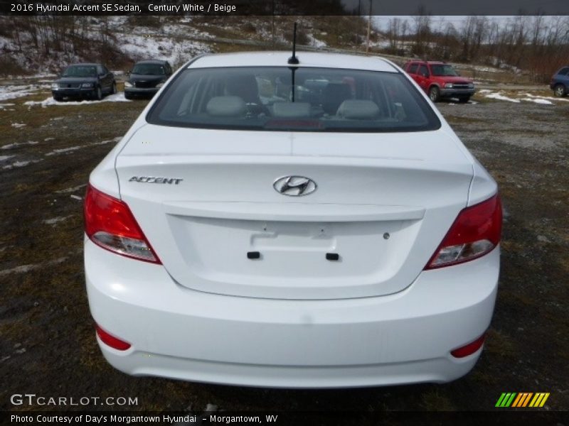 Century White / Beige 2016 Hyundai Accent SE Sedan