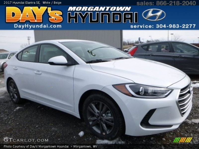White / Beige 2017 Hyundai Elantra SE