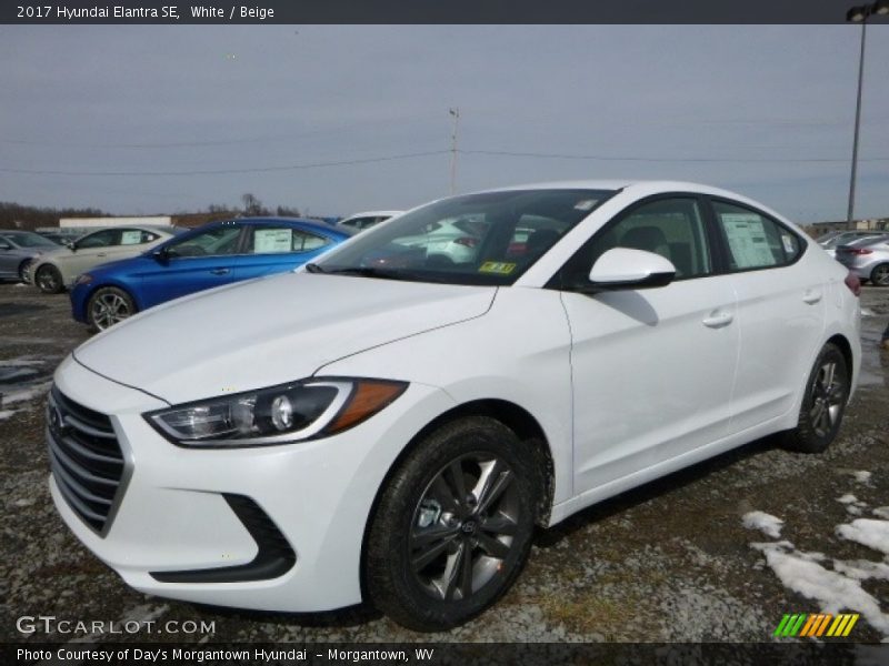 White / Beige 2017 Hyundai Elantra SE