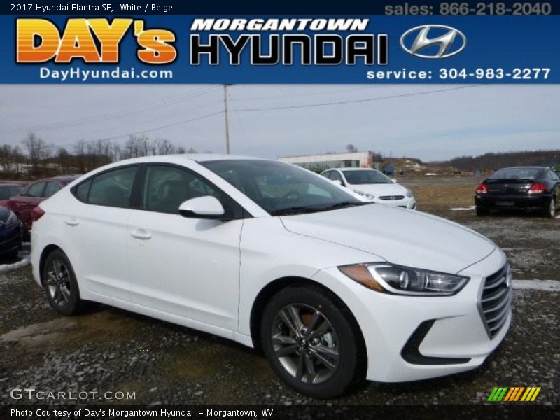 White / Beige 2017 Hyundai Elantra SE