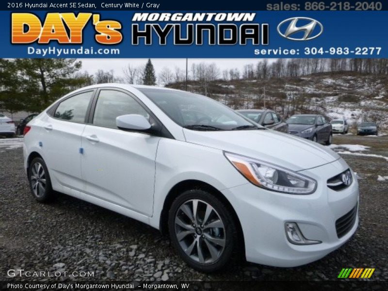 Century White / Gray 2016 Hyundai Accent SE Sedan
