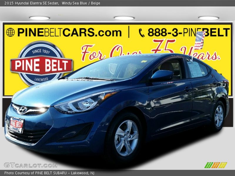 Windy Sea Blue / Beige 2015 Hyundai Elantra SE Sedan