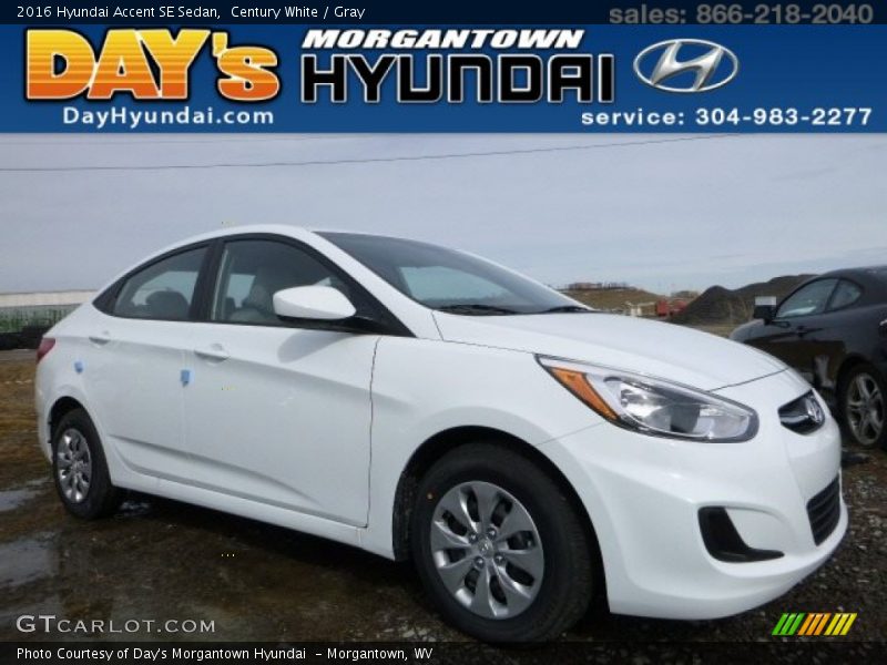 Century White / Gray 2016 Hyundai Accent SE Sedan