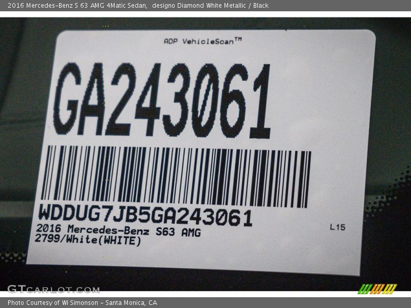 designo Diamond White Metallic / Black 2016 Mercedes-Benz S 63 AMG 4Matic Sedan