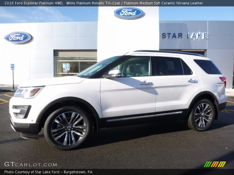 White Platinum Metallic Tri-Coat / Platinum Medium Soft Ceramic Nirvana Leather 2016 Ford Explorer Platinum 4WD