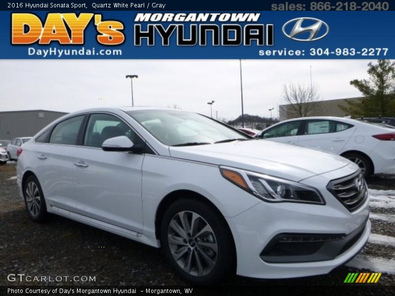 Quartz White Pearl / Gray 2016 Hyundai Sonata Sport
