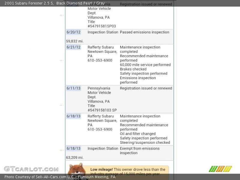 Black Diamond Pearl / Gray 2001 Subaru Forester 2.5 S