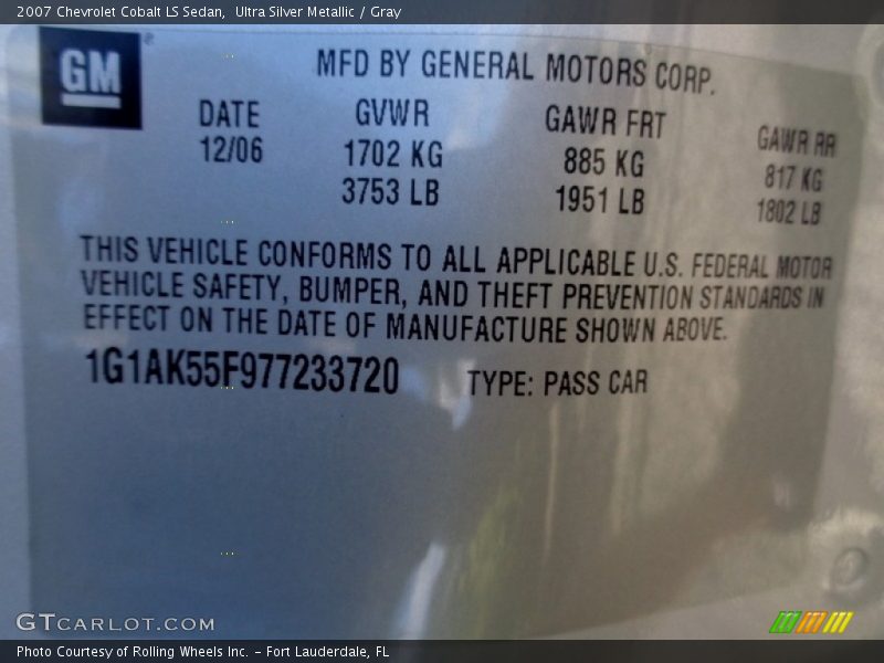 Ultra Silver Metallic / Gray 2007 Chevrolet Cobalt LS Sedan