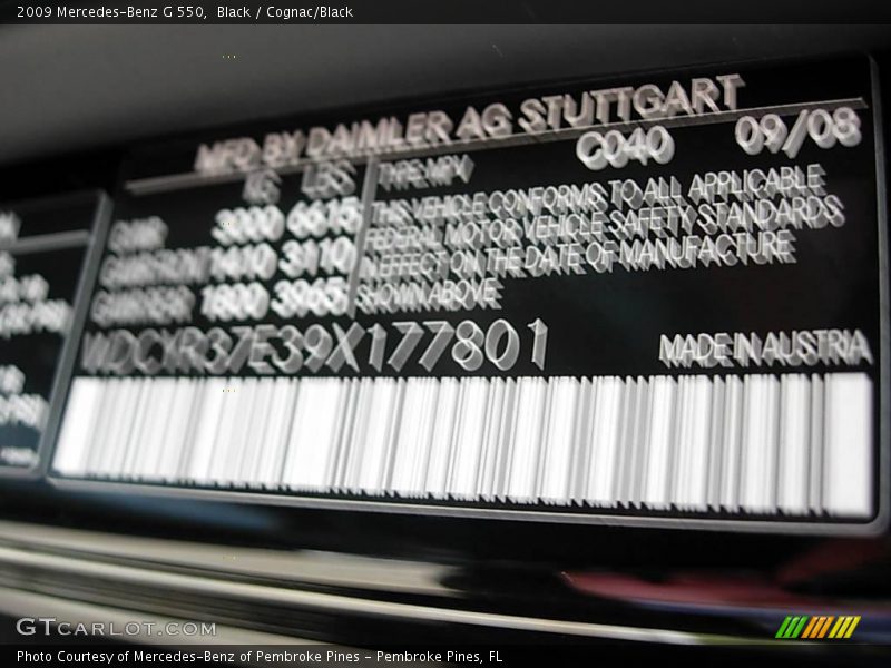 Black / Cognac/Black 2009 Mercedes-Benz G 550