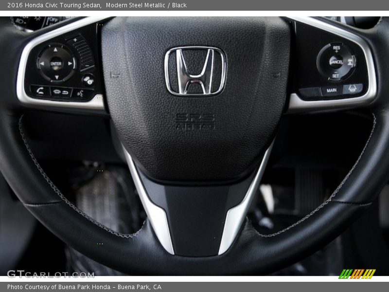 Modern Steel Metallic / Black 2016 Honda Civic Touring Sedan