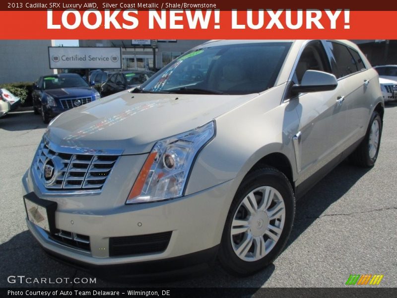 Silver Coast Metallic / Shale/Brownstone 2013 Cadillac SRX Luxury AWD