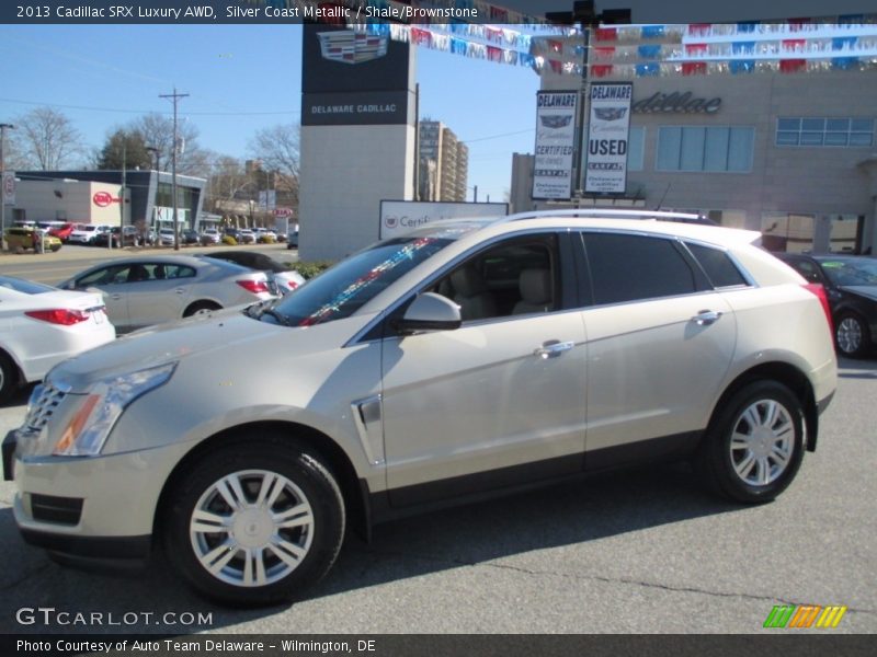 Silver Coast Metallic / Shale/Brownstone 2013 Cadillac SRX Luxury AWD