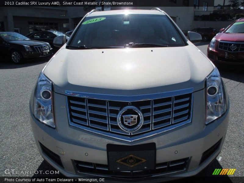 Silver Coast Metallic / Shale/Brownstone 2013 Cadillac SRX Luxury AWD