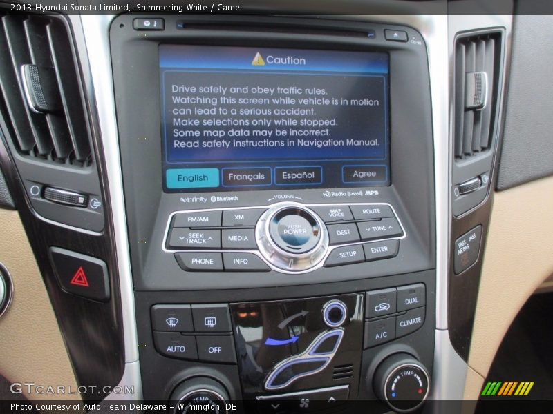 Shimmering White / Camel 2013 Hyundai Sonata Limited