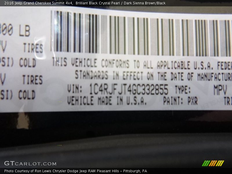 Brilliant Black Crystal Pearl / Dark Sienna Brown/Black 2016 Jeep Grand Cherokee Summit 4x4
