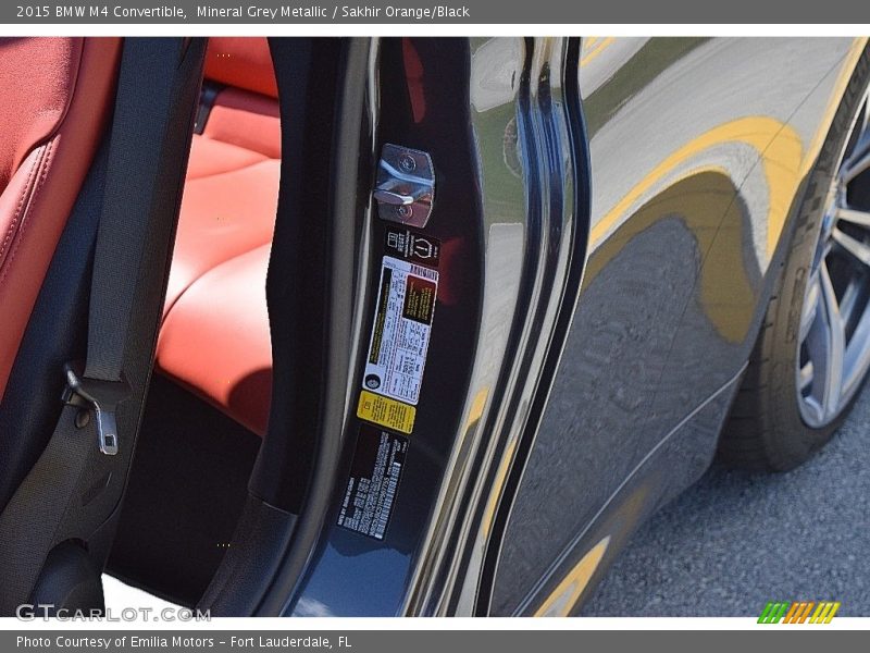 Mineral Grey Metallic / Sakhir Orange/Black 2015 BMW M4 Convertible