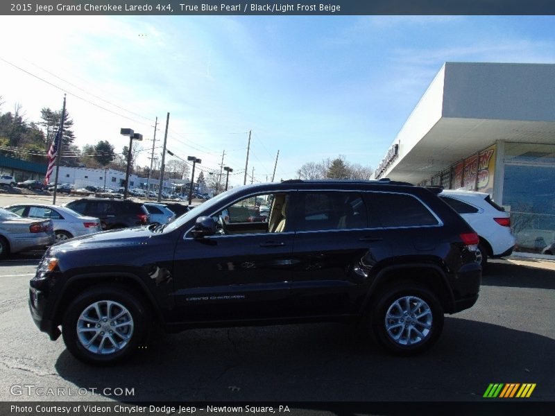 True Blue Pearl / Black/Light Frost Beige 2015 Jeep Grand Cherokee Laredo 4x4