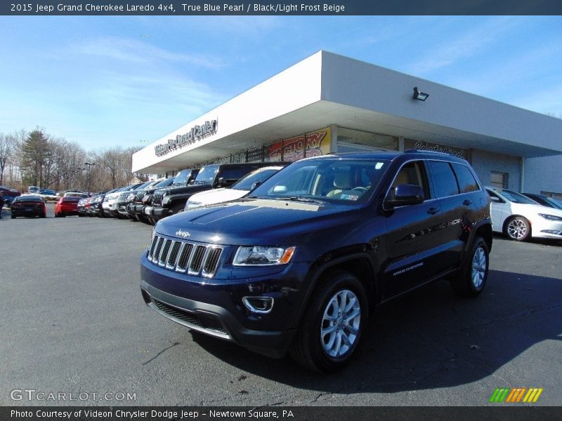 True Blue Pearl / Black/Light Frost Beige 2015 Jeep Grand Cherokee Laredo 4x4