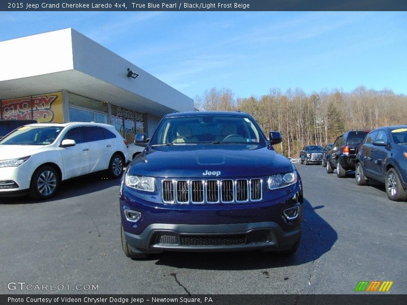 True Blue Pearl / Black/Light Frost Beige 2015 Jeep Grand Cherokee Laredo 4x4