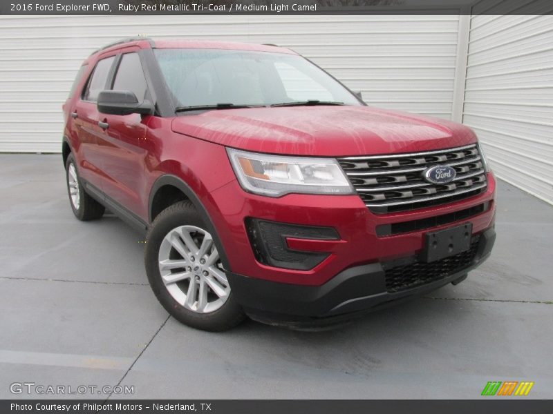 Ruby Red Metallic Tri-Coat / Medium Light Camel 2016 Ford Explorer FWD