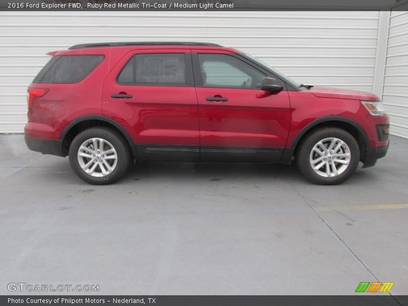 Ruby Red Metallic Tri-Coat / Medium Light Camel 2016 Ford Explorer FWD