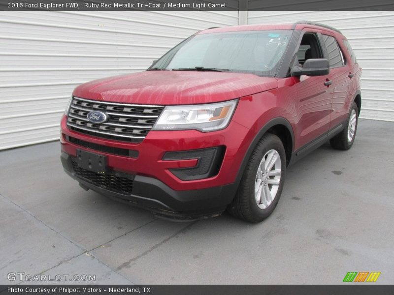 Ruby Red Metallic Tri-Coat / Medium Light Camel 2016 Ford Explorer FWD