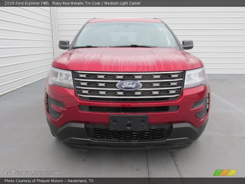 Ruby Red Metallic Tri-Coat / Medium Light Camel 2016 Ford Explorer FWD