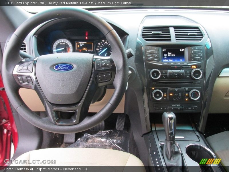 Ruby Red Metallic Tri-Coat / Medium Light Camel 2016 Ford Explorer FWD