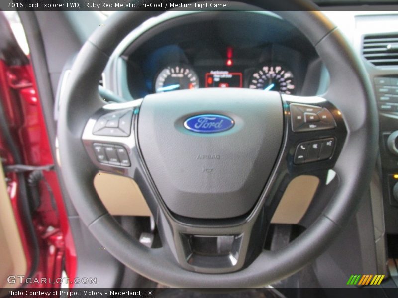 Ruby Red Metallic Tri-Coat / Medium Light Camel 2016 Ford Explorer FWD