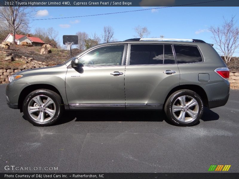 Cypress Green Pearl / Sand Beige 2012 Toyota Highlander Limited 4WD