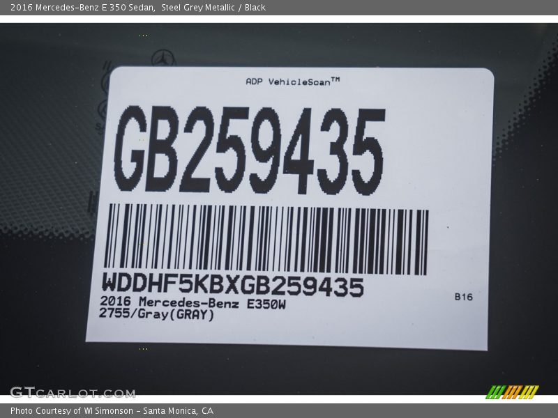 Steel Grey Metallic / Black 2016 Mercedes-Benz E 350 Sedan