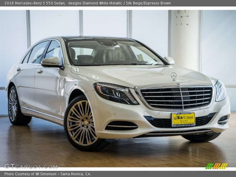 designo Diamond White Metallic / Silk Beige/Espresso Brown 2016 Mercedes-Benz S 550 Sedan