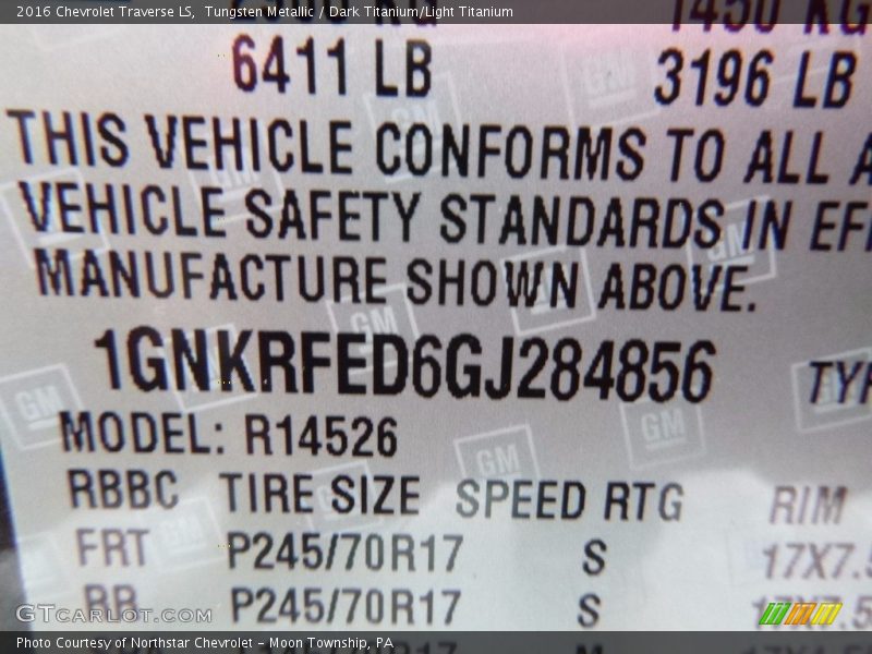 Tungsten Metallic / Dark Titanium/Light Titanium 2016 Chevrolet Traverse LS