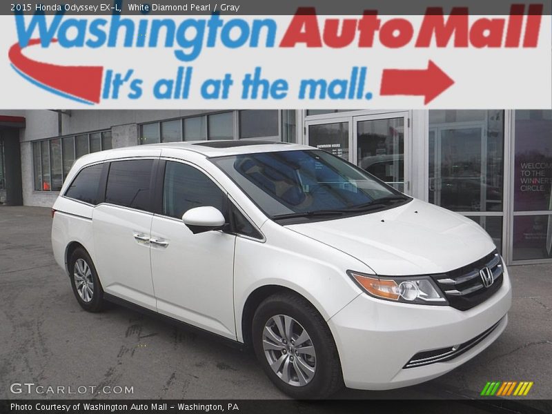 White Diamond Pearl / Gray 2015 Honda Odyssey EX-L