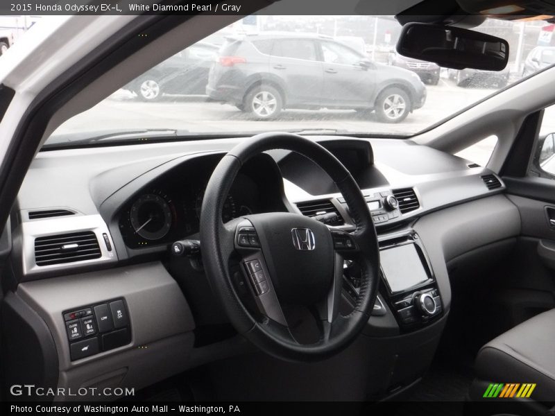 White Diamond Pearl / Gray 2015 Honda Odyssey EX-L