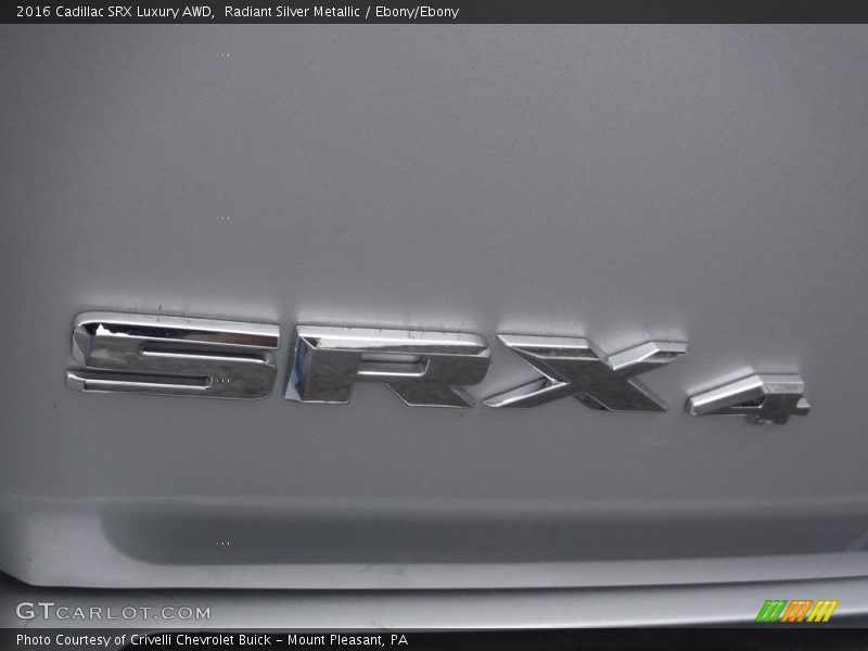 Radiant Silver Metallic / Ebony/Ebony 2016 Cadillac SRX Luxury AWD