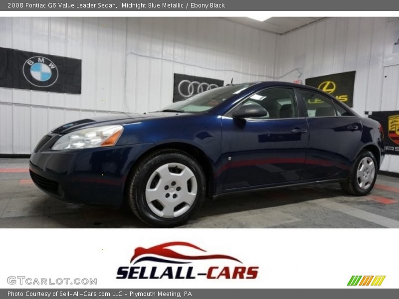 Midnight Blue Metallic / Ebony Black 2008 Pontiac G6 Value Leader Sedan