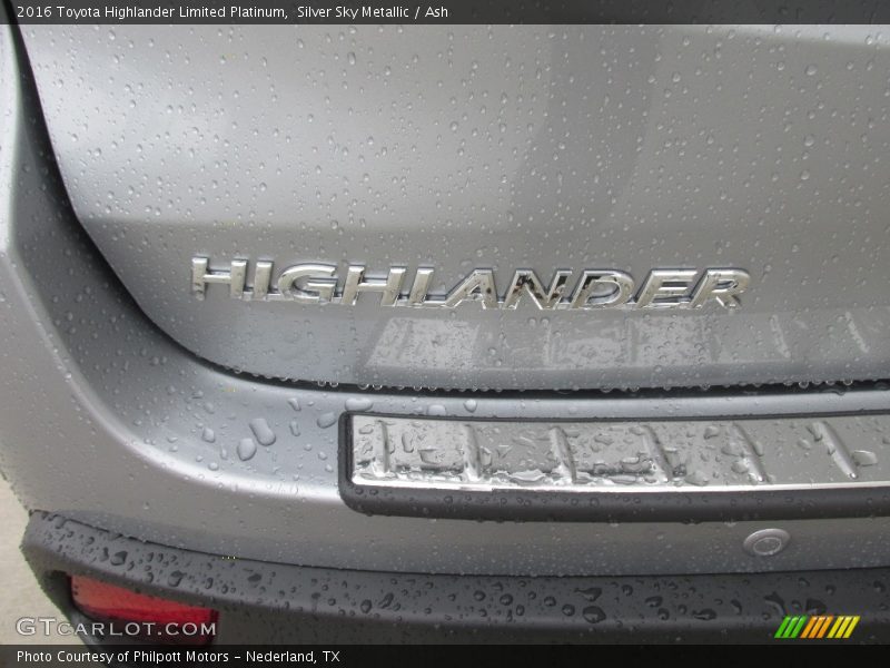 Silver Sky Metallic / Ash 2016 Toyota Highlander Limited Platinum