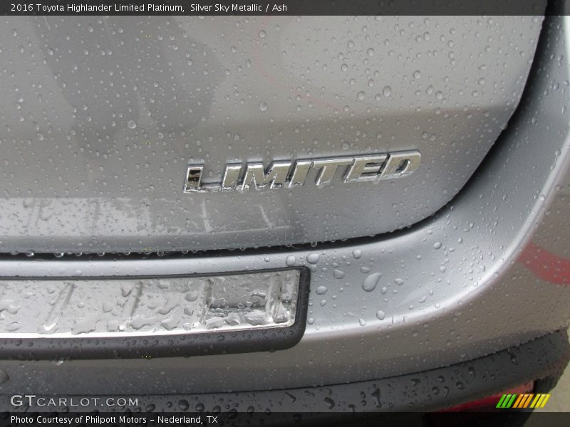 Silver Sky Metallic / Ash 2016 Toyota Highlander Limited Platinum