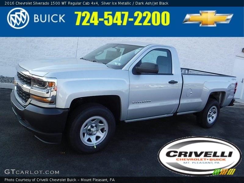 Silver Ice Metallic / Dark Ash/Jet Black 2016 Chevrolet Silverado 1500 WT Regular Cab 4x4