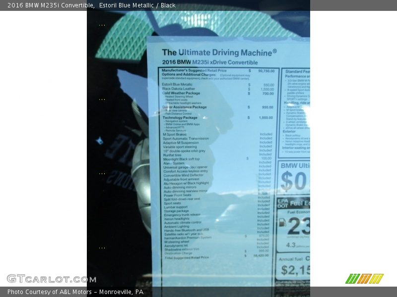 Estoril Blue Metallic / Black 2016 BMW M235i Convertible