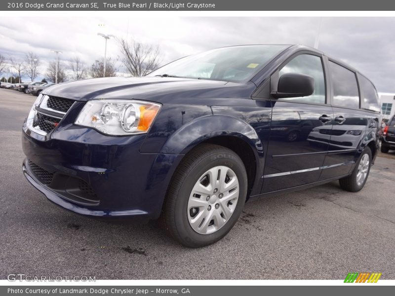 True Blue Pearl / Black/Light Graystone 2016 Dodge Grand Caravan SE